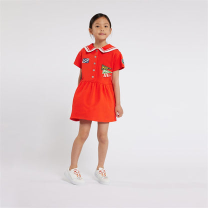 女童红色棉连衣裙