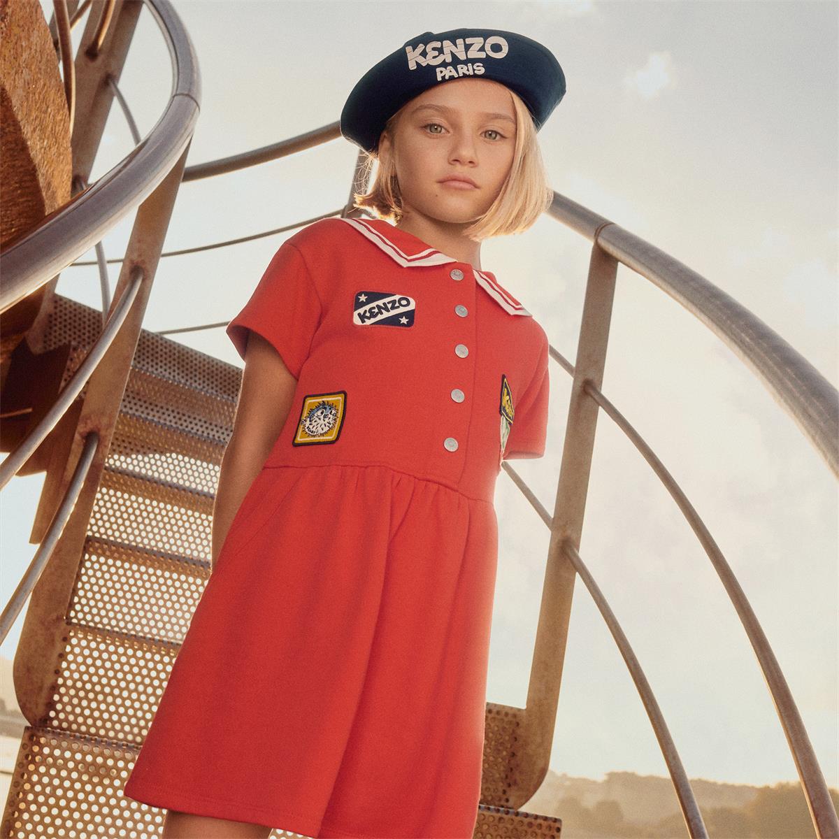 女童红色棉连衣裙