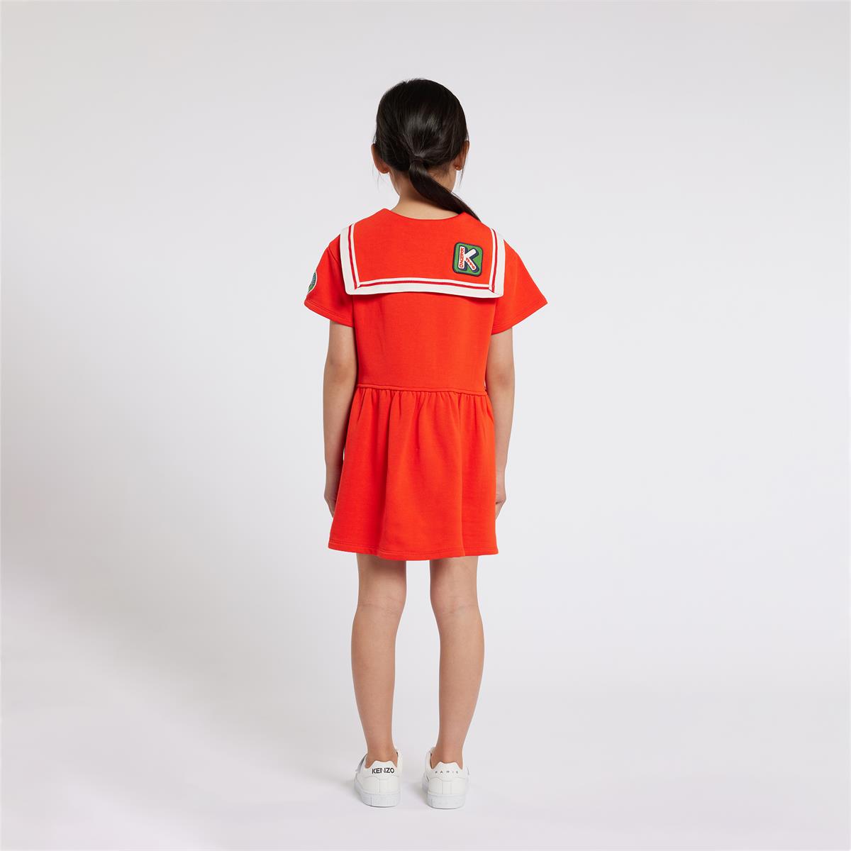 女童红色棉连衣裙