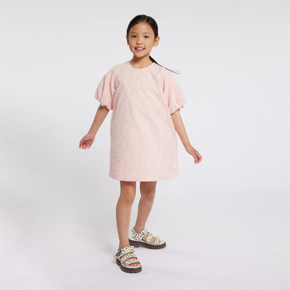 女童粉色棉连衣裙