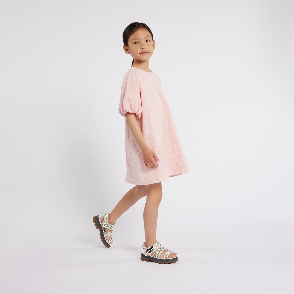 女童粉色棉连衣裙