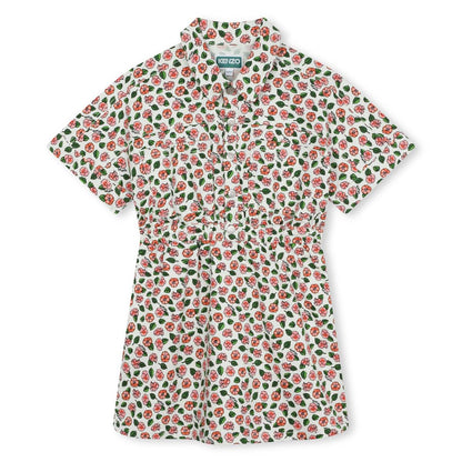 女童白色花朵棉连衣裙