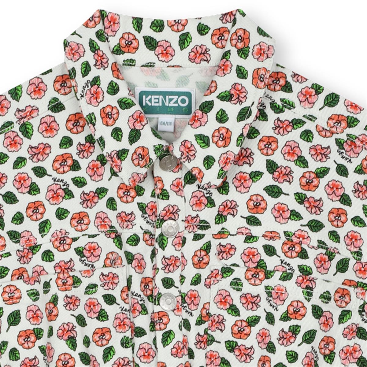 女童白色花朵棉连衣裙