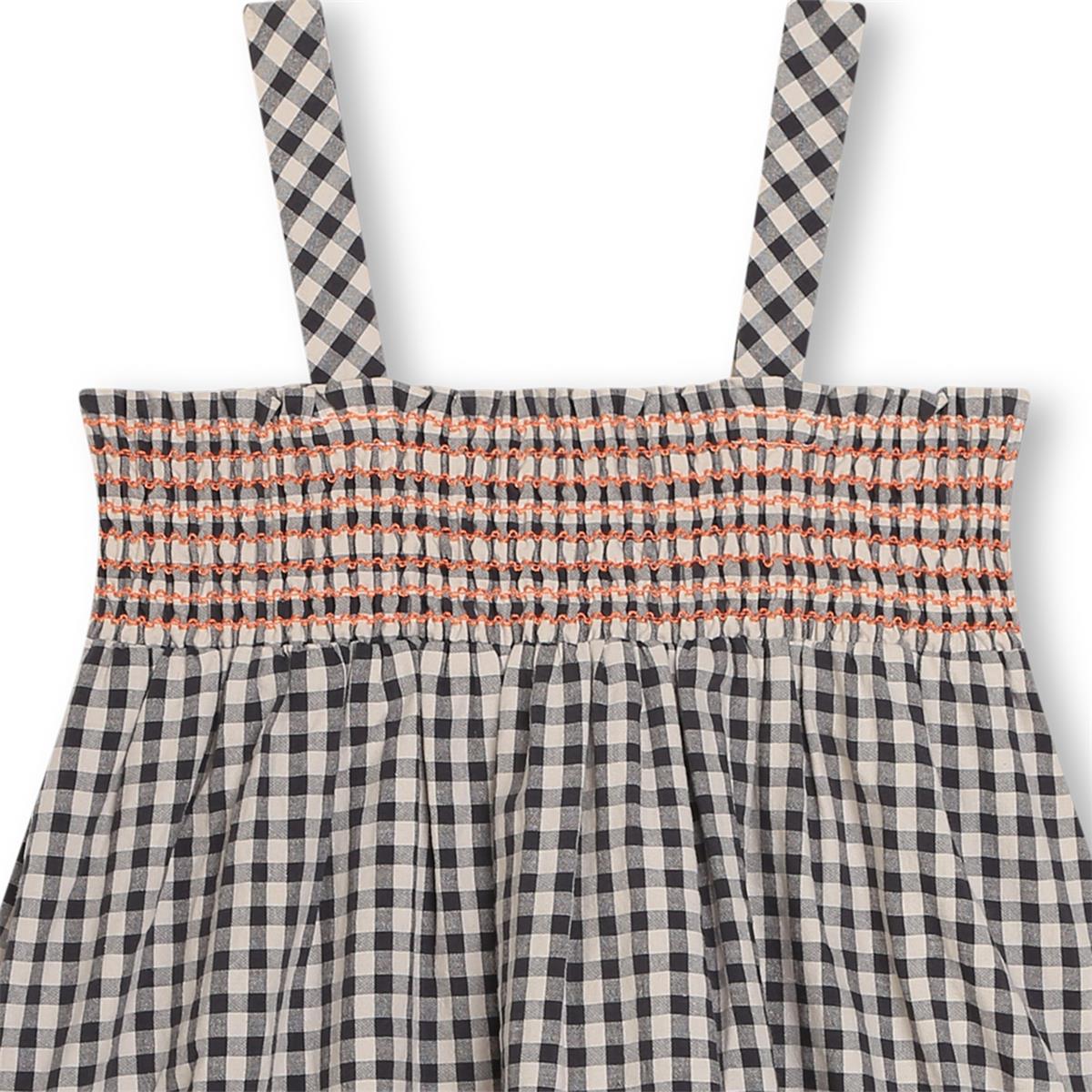 女童灰色格子棉连衣裙