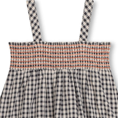 女童灰色格子棉连衣裙