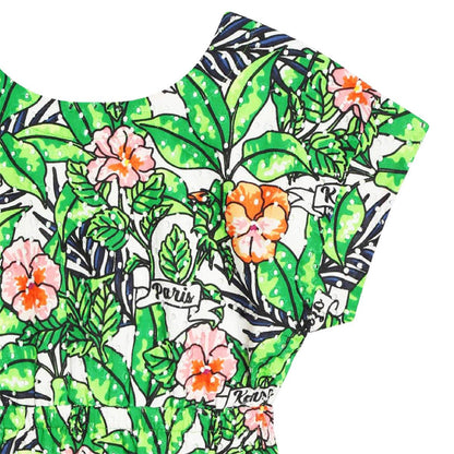 女童绿色花朵连衣裙