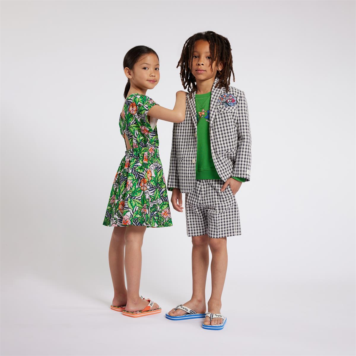 女童绿色花朵连衣裙