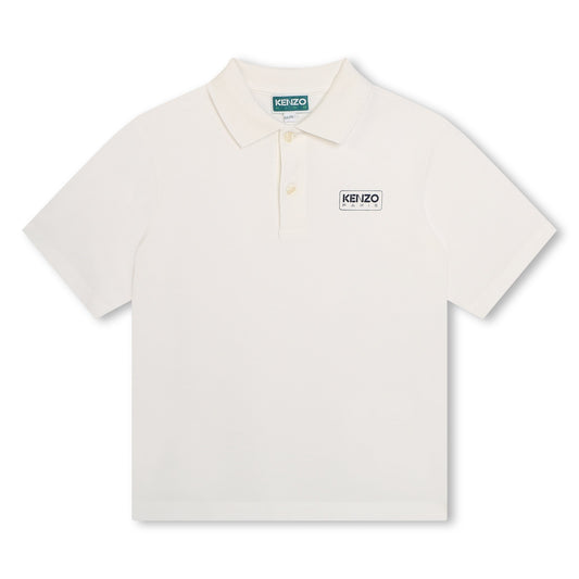 男童白色棉Polo衫