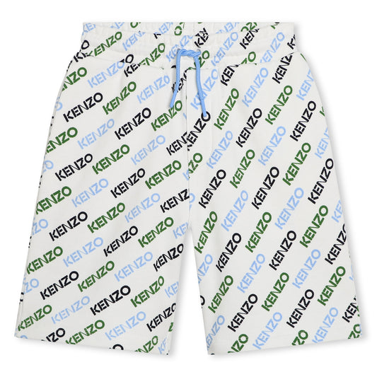 男童白色Logo棉短裤