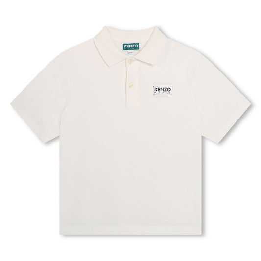 男童白色棉Polo衫