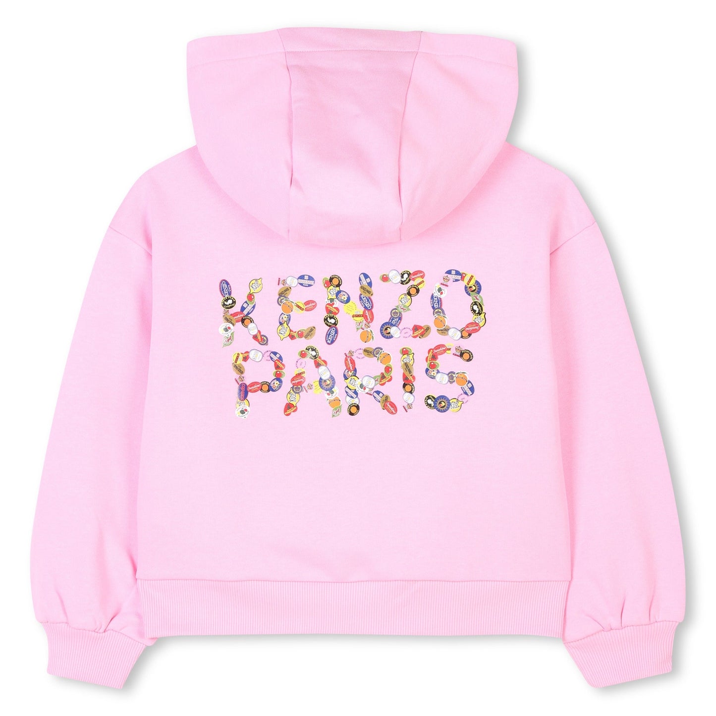 女童粉色印花Logo棉拉链上衣
