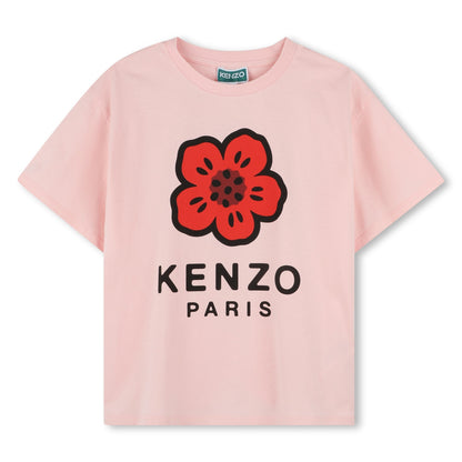 女童粉色印花Logo棉T恤
