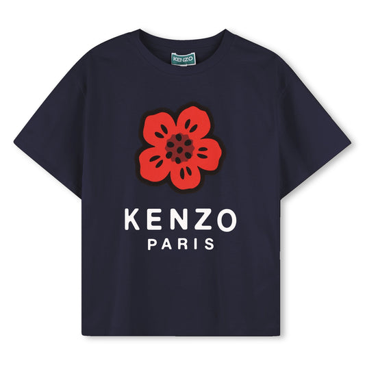 女童藏青色印花Logo棉T恤