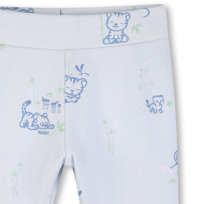 男婴白色&浅蓝色印花棉套装