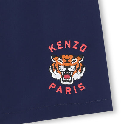 男童蓝色虎头印花泳裤