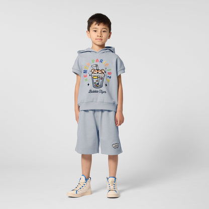 男童灰蓝色棉短裤