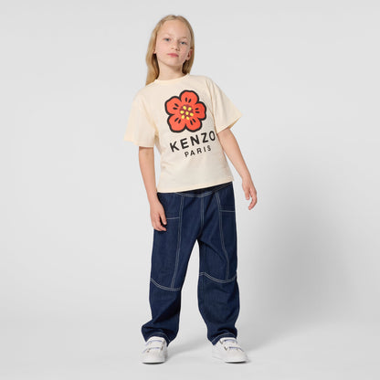 儿童浅黄色印花棉T恤