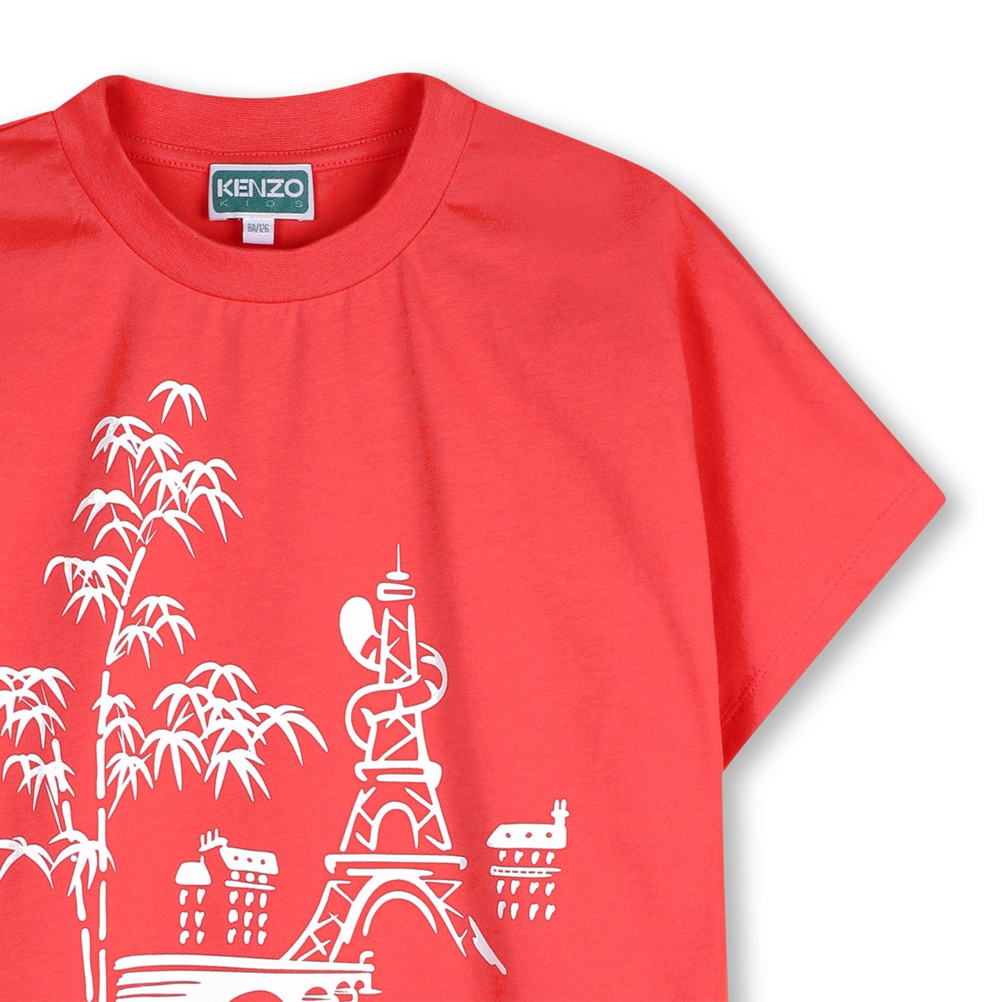 儿童红色印花棉T恤