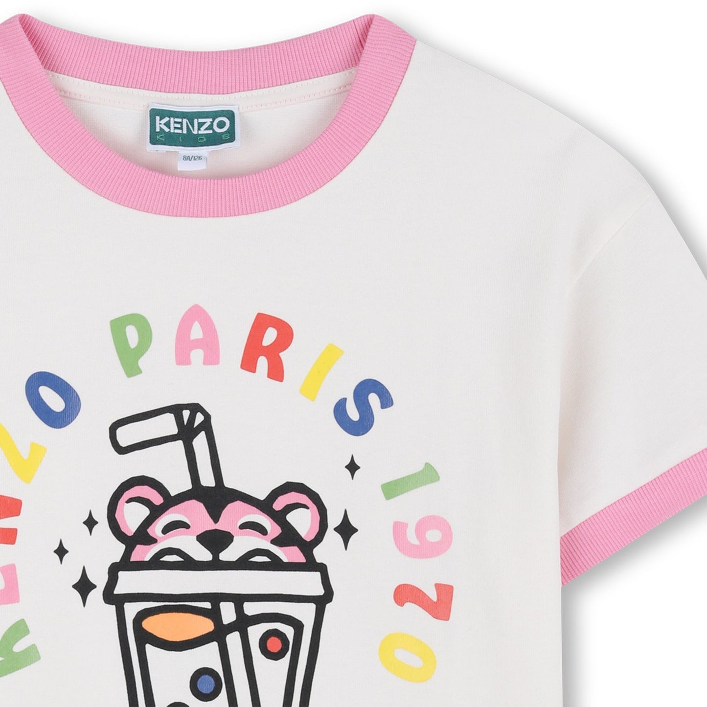 女童白色泡泡虎印花棉T恤