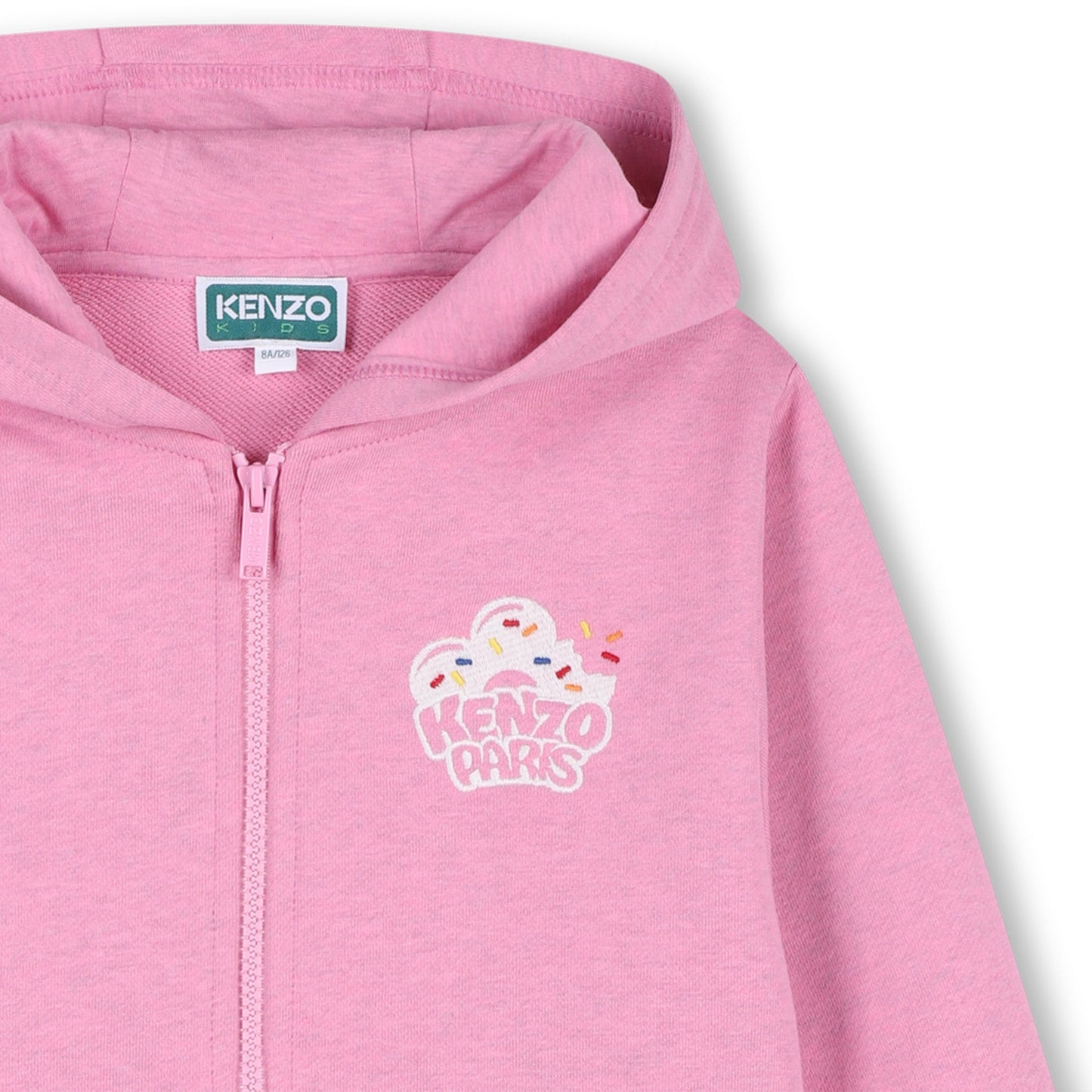 女童粉色连帽棉拉链上衣