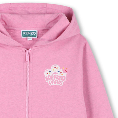 女童粉色连帽棉拉链上衣