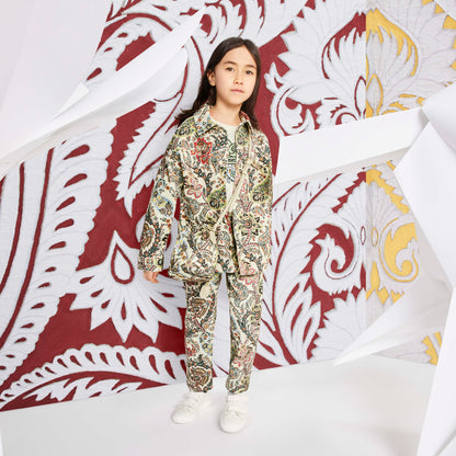 Etro 女童象牙色佩斯利印花长裤