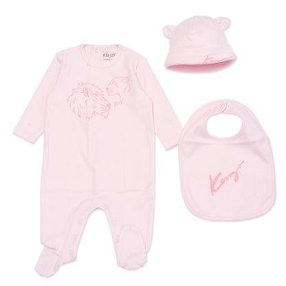 Baby Girls Pink Cotton Babysuit Set
