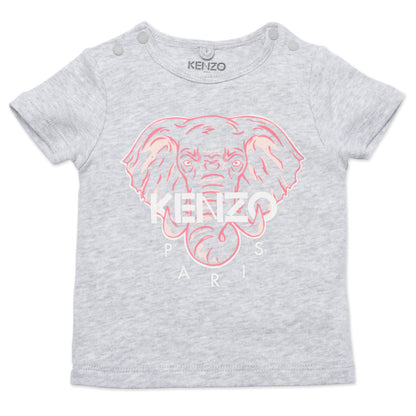 Baby Girls Grey Elephant Cotton T-Shirt