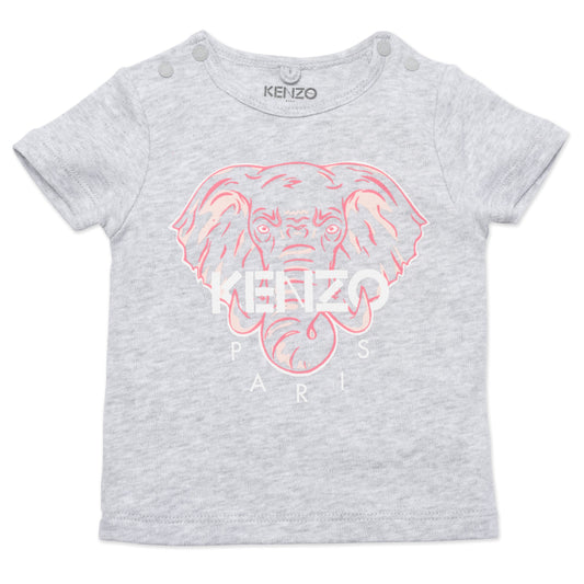 Baby Girls Grey Elephant Cotton T-Shirt