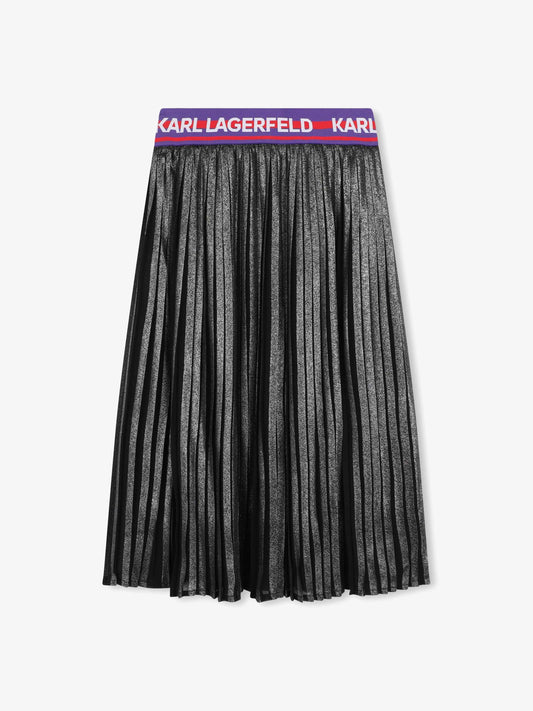 Karl Lagerfeld 女童褶皱中长裙（灰色）
