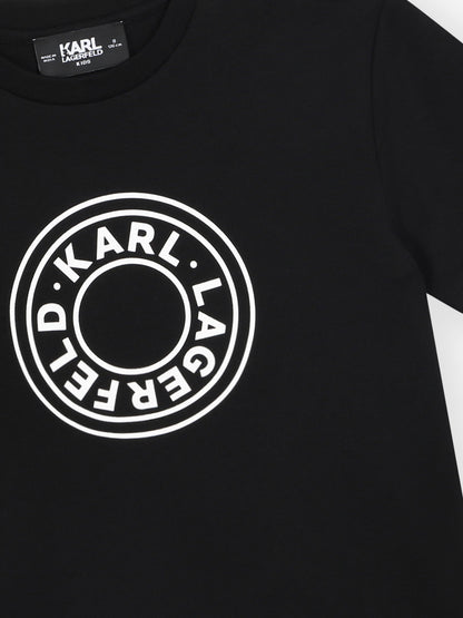 Karl Lagerfeld 男童黑色徽标印花 T 恤