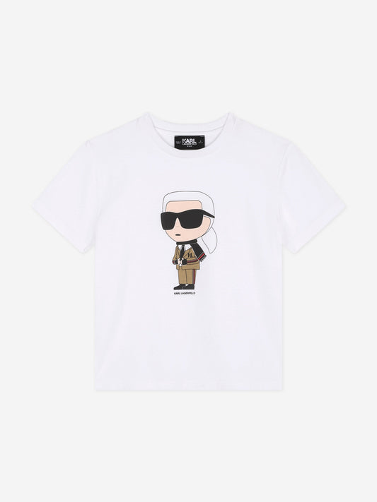 Karl Lagerfeld 男童白色 Karl Ikonic 印花 T 恤