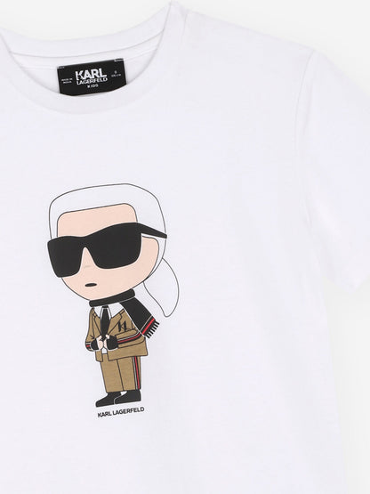 Karl Lagerfeld 男童白色 Karl Ikonic 印花 T 恤