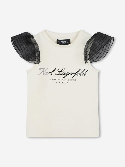 Karl Lagerfeld 女童米兰徽标印花 T 恤（多色）