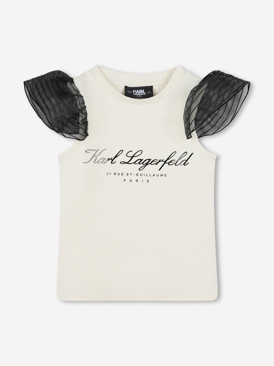 Karl Lagerfeld 女童米兰徽标印花 T 恤（多色）
