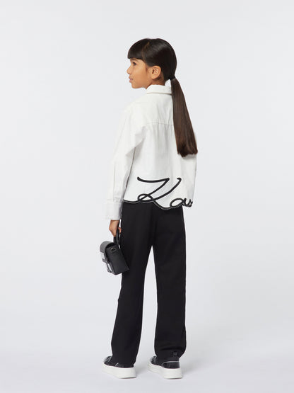 Karl Lagerfeld 女童 Ikon K 斜挎包 黑色（18.5 厘米）