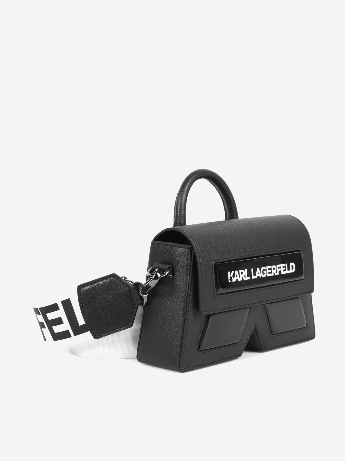 Karl Lagerfeld 女童 Ikon K 斜挎包 黑色（18.5 厘米）