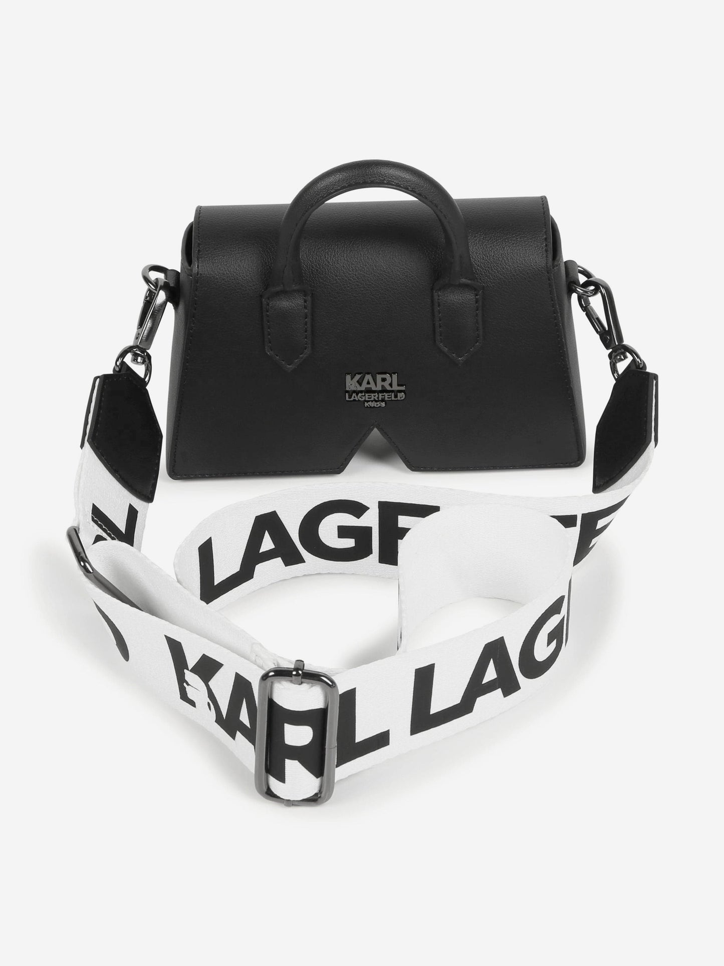 Karl Lagerfeld 女童 Ikon K 斜挎包 黑色（18.5 厘米）