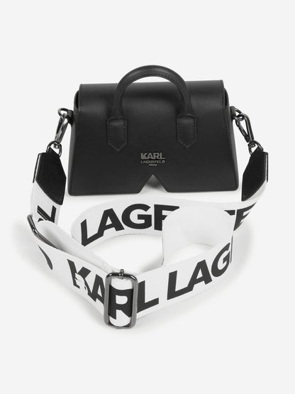 Karl Lagerfeld 女童 Ikon K 斜挎包 黑色（18.5 厘米）