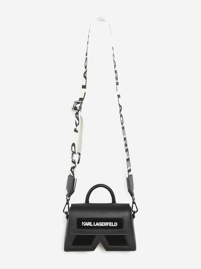 Karl Lagerfeld 女童 Ikon K 斜挎包 黑色（18.5 厘米）