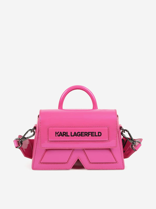 Karl Lagerfeld 女童 Ikon K 斜挎包 粉色（18.5 厘米）
