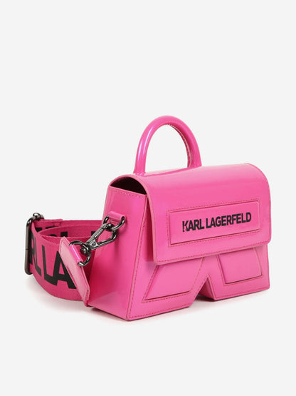 Karl Lagerfeld 女童 Ikon K 斜挎包 粉色（18.5 厘米）