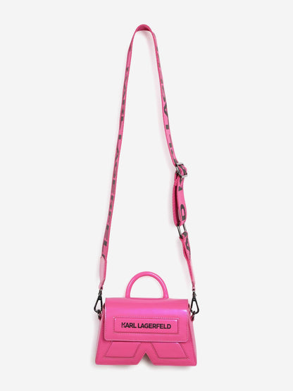 Karl Lagerfeld 女童 Ikon K 斜挎包 粉色（18.5 厘米）