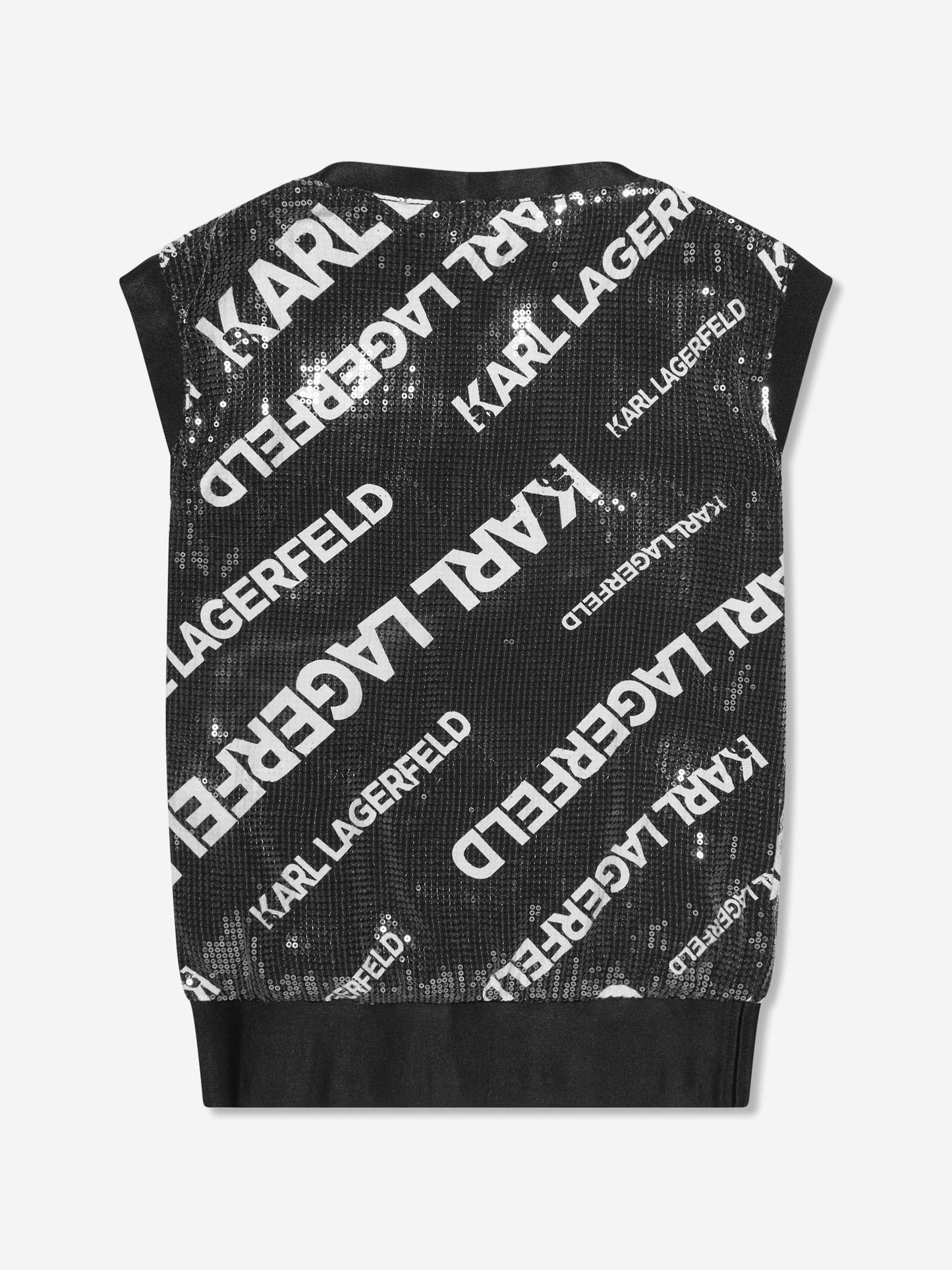 Karl Lagerfeld 女童亮片徽标连衣裙（黑色）