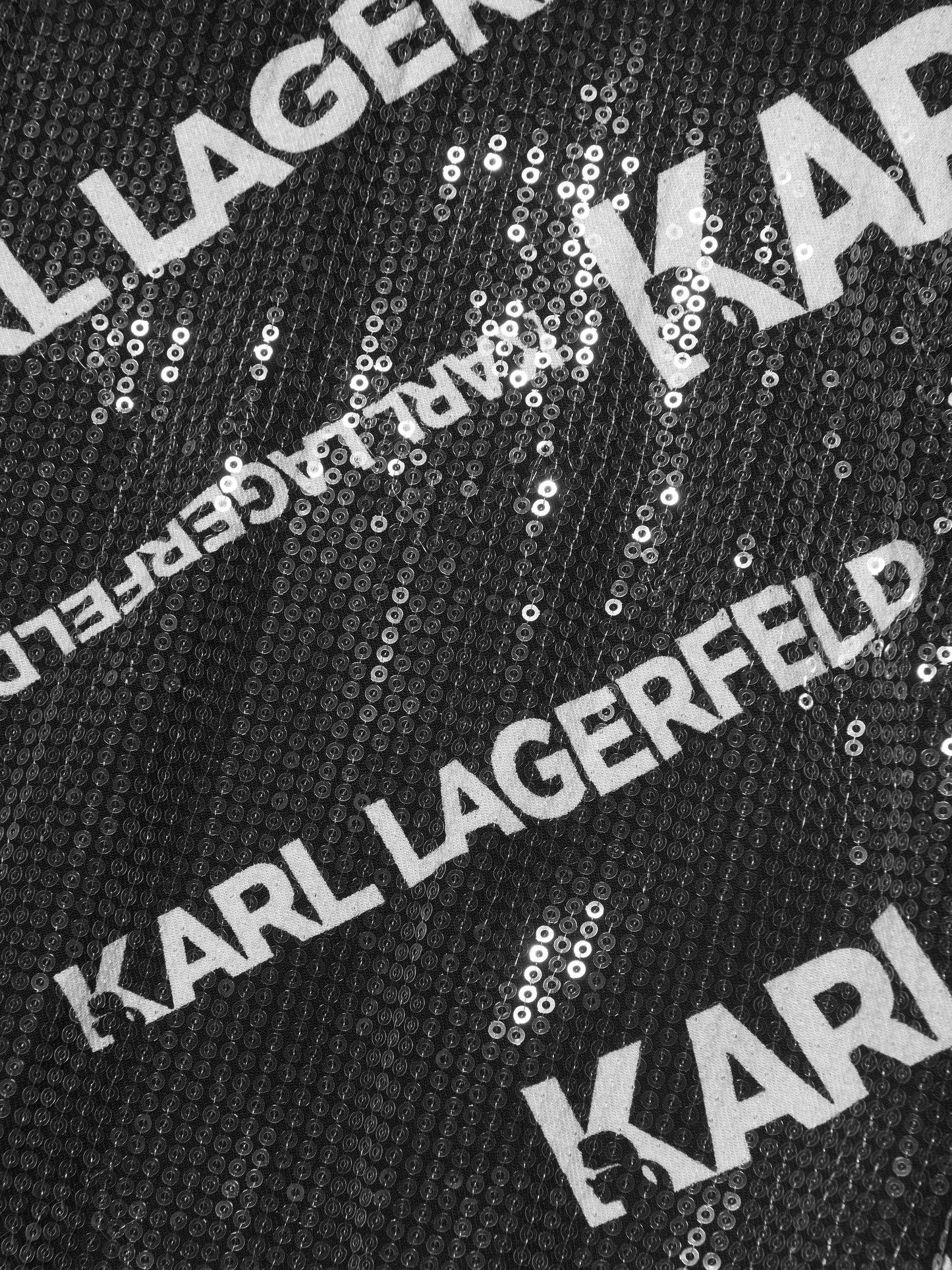 Karl Lagerfeld 女童亮片徽标连衣裙（黑色）