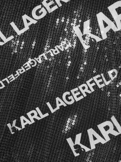 Karl Lagerfeld 女童亮片徽标连衣裙（黑色）