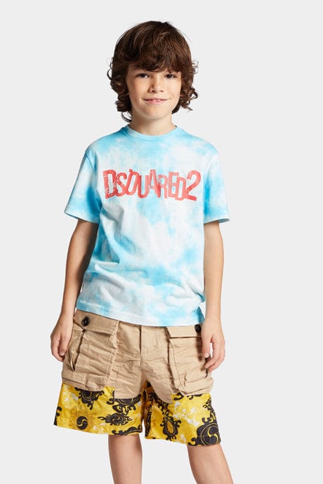 Dsquared2 儿童扎染徽标 T 恤（蓝色）