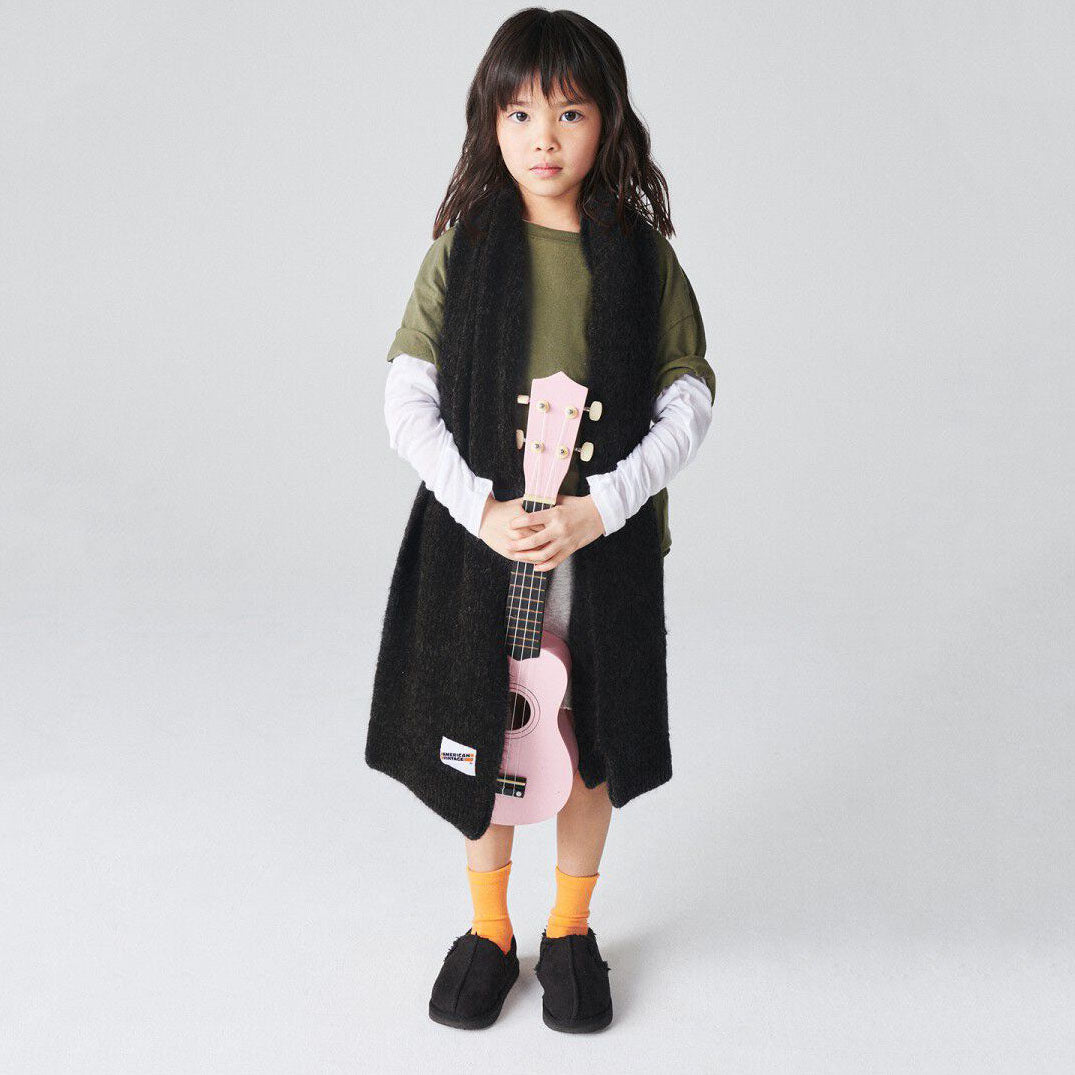 儿童黑色针织围巾(142x25cm)