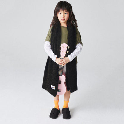 儿童黑色针织围巾(142x25cm)