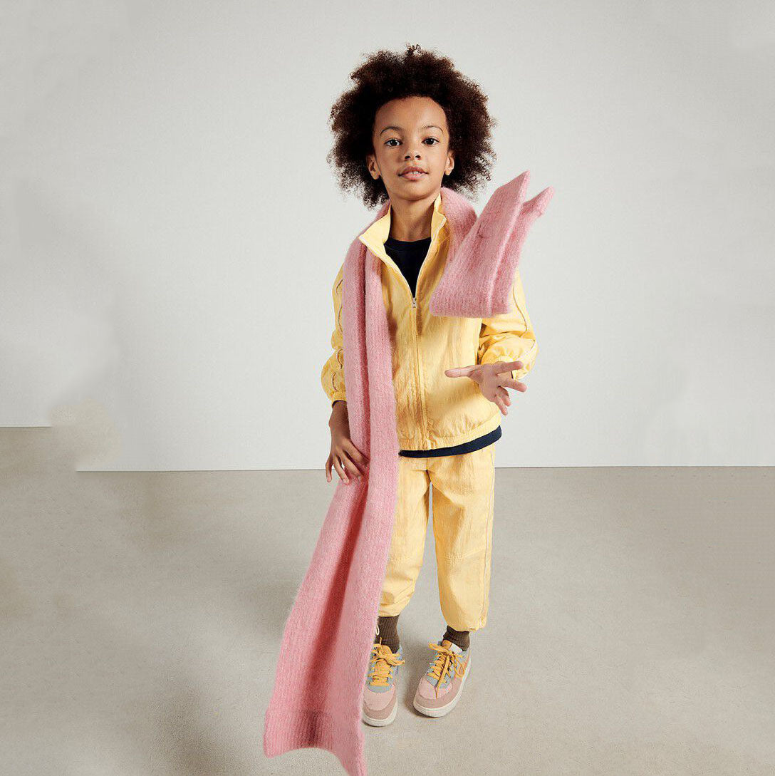 儿童粉色针织围巾(142x25cm)